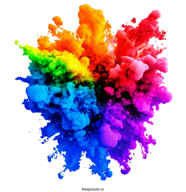 [Transparent Background PNG]Colorful Rainbow Ink Explosion Abstract Art