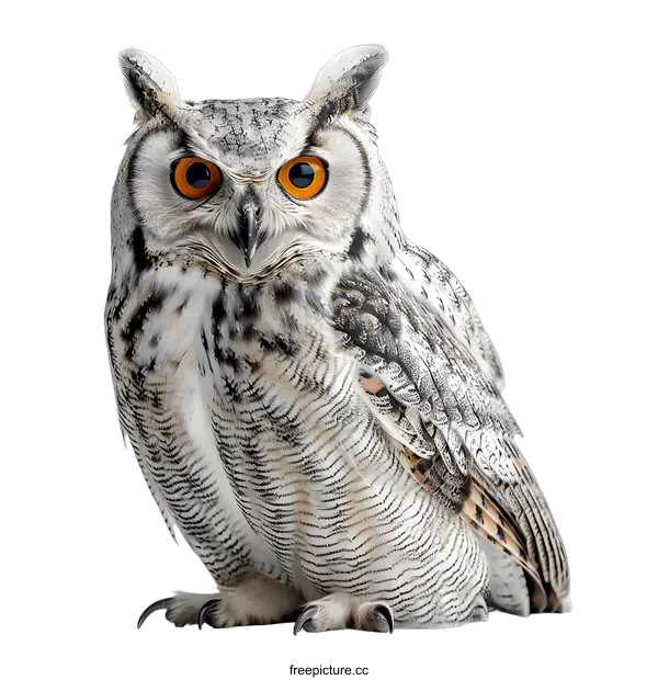 [Transparent Background PNG]A close up of an owl with big orange eyes