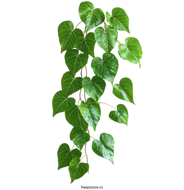 [Transparent Background PNG]Green Heart-Shaped Leaves on White Background