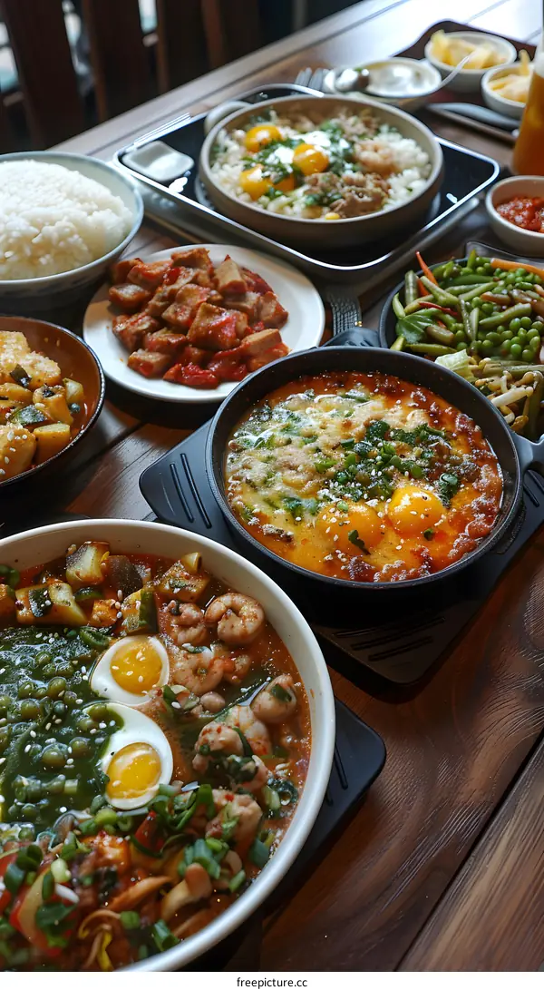 A table full of delicious Korean food