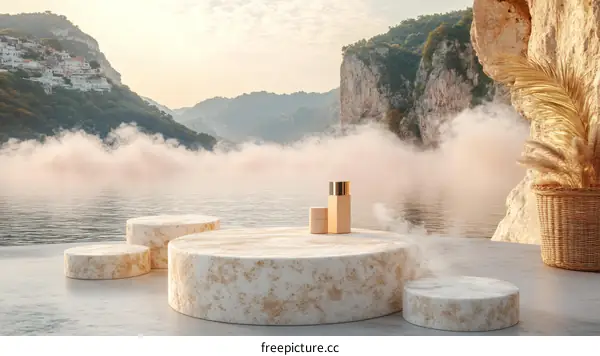 Coastal Scene with Elevated Product Display