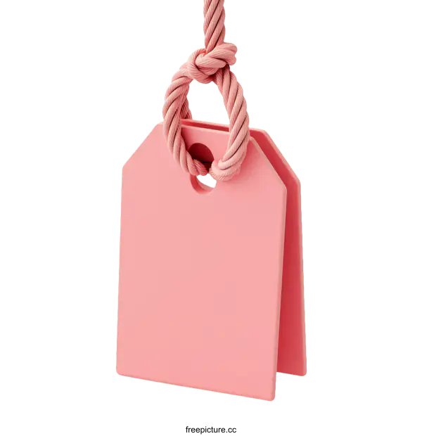 [Transparent Background PNG]Pink Price Tag Hanging on Rope