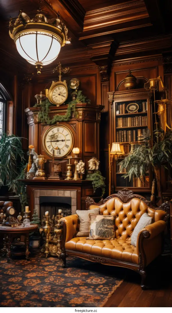 luxurious living room with vintage furniture