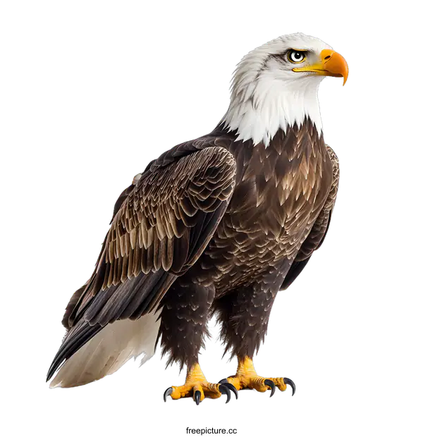 [Transparent Background PNG]Close Up of Bald Eagle Standing on White Background