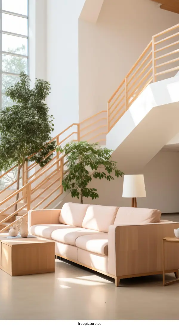 Staircase and plants in a modern house
