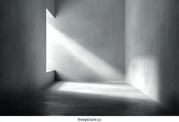 Empty Concrete Room with Sunlight
