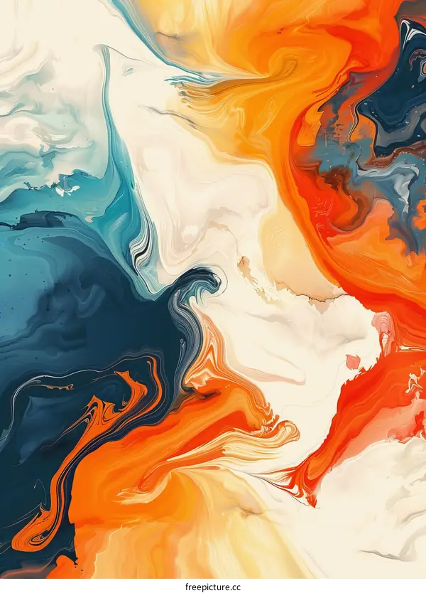 Abstract Fluid Art Painting with Vibrant Colors