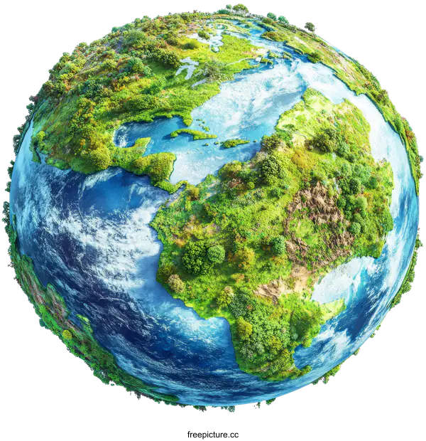 [Transparent Background PNG]Earth Covered in Lush Vegetation Illustration