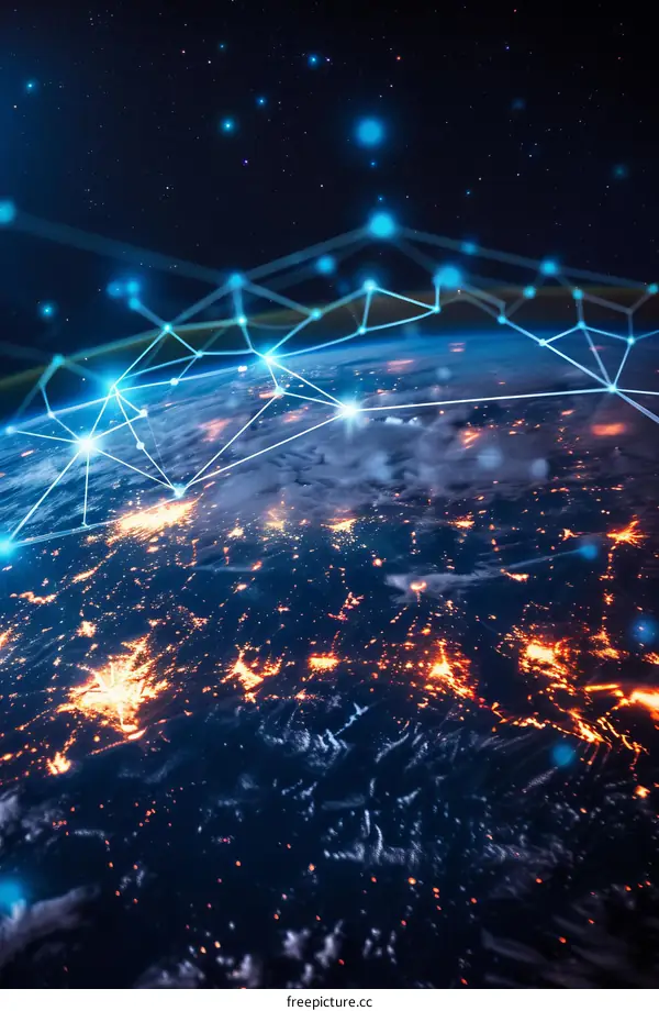 Earth's city lights and telecommunications network