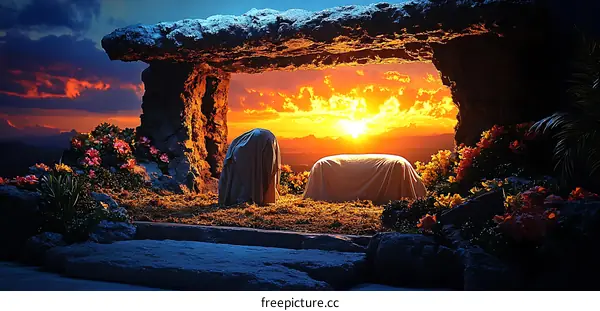 Sunrise over the Empty Tomb Religious Scene