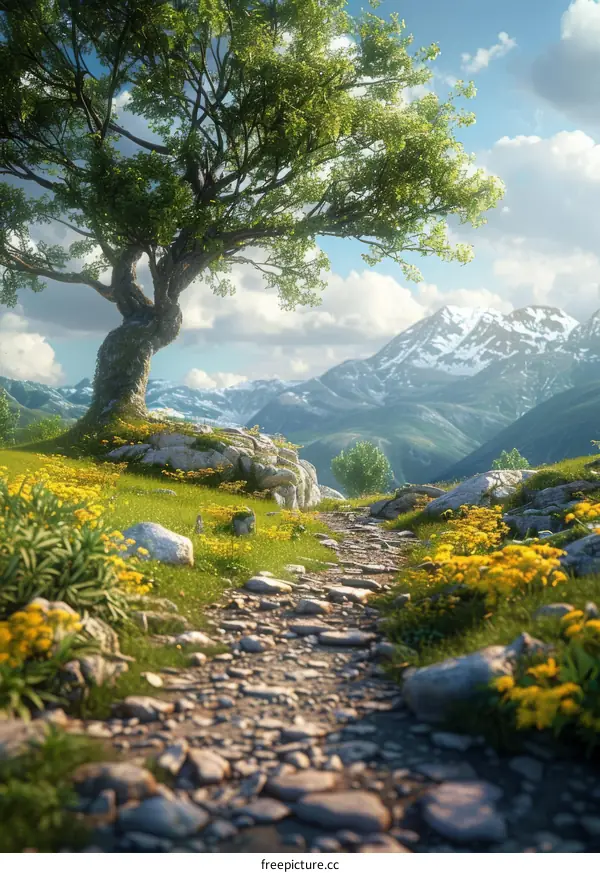 Rocky Path through the Swiss Alps