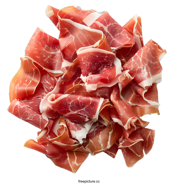 [Transparent Background PNG]Slices of Prosciutto on White Background