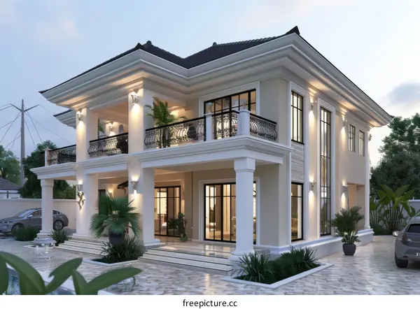 Modern Three-Story Villa with Backyard and Panoramic Windows