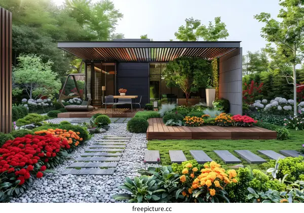 Modern House with Garden Landscape