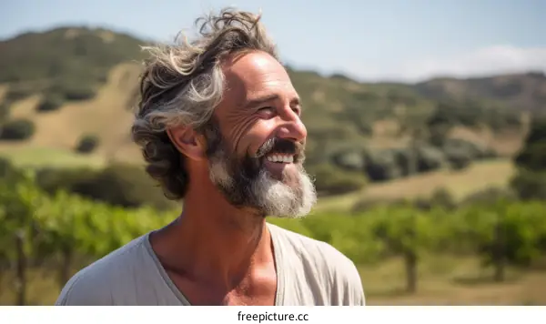 Portrait of a happy man with a beard