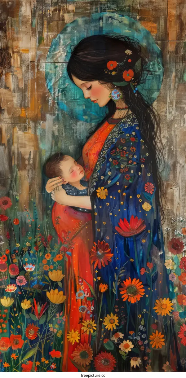 Mother's Love: A Portrait of Family and Serenity