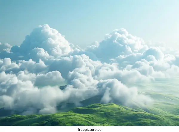 Vast Sky Covered in Fluffy Clouds