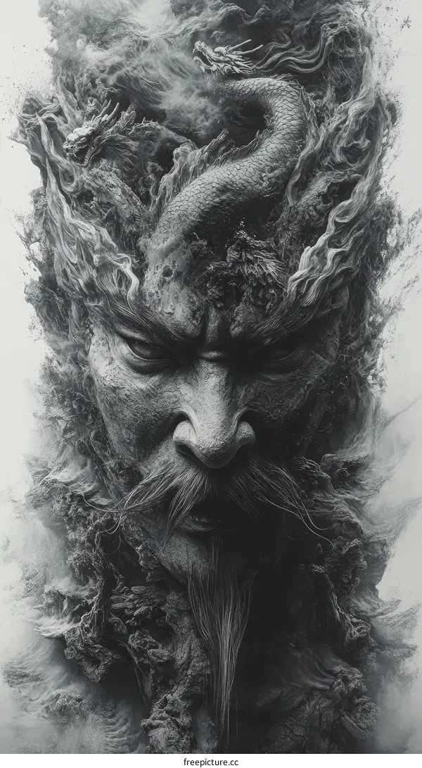 Abstract Asian Dragon Warrior Art