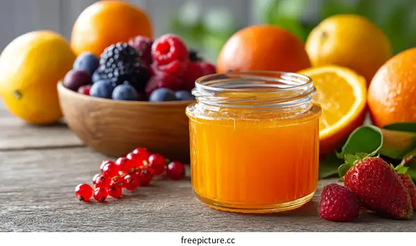 Assortment of Fruits and Orange Juice
