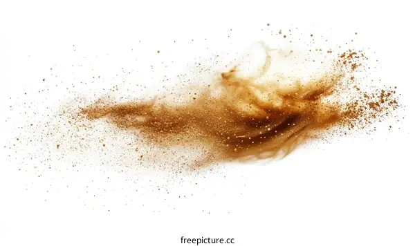 Brown Powder Explosion Isolated on White Background