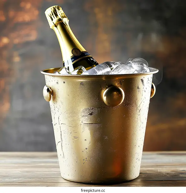 Elegant Gold Champagne Bucket with Ice
