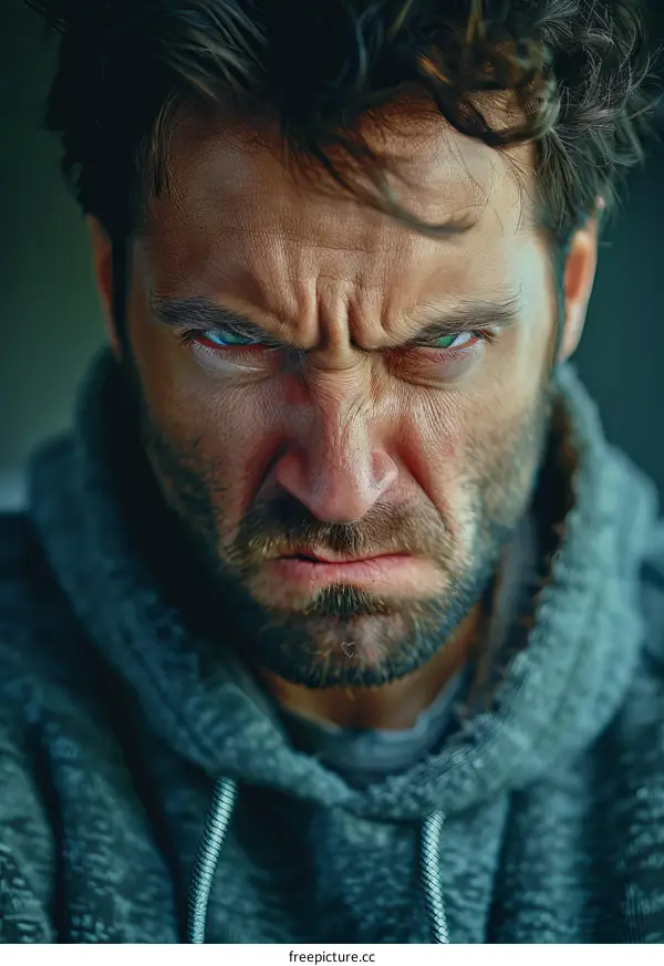 Close-up Angry Man Portrait