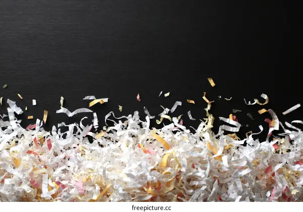 Shredded Paper on Black Background