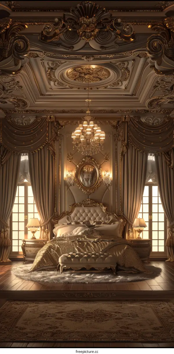 Luxury Golden Bedroom Interior Design