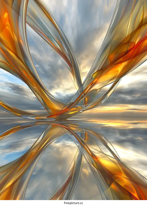 3D rendering of a futuristic city with a cloudy sky