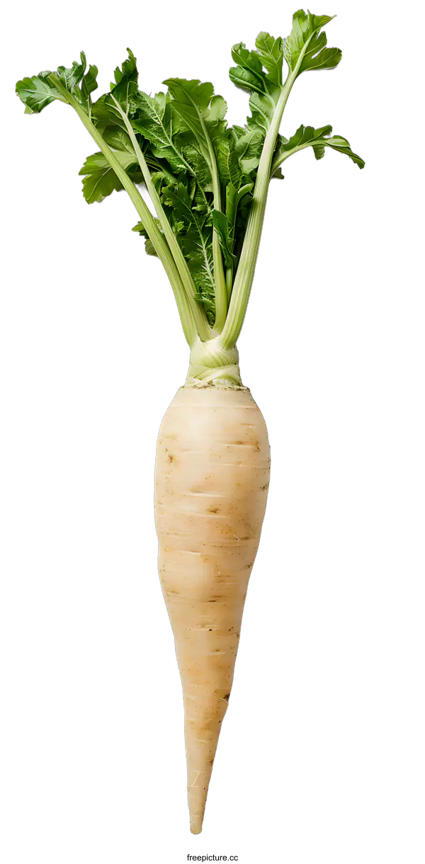 [Transparent Background PNG]Single White Parsnip Root on White Background