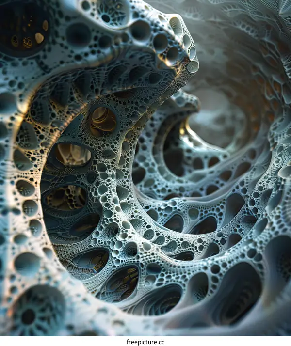 Abstract Organic Structure in Blue and Gray