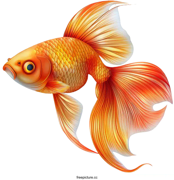 [Transparent Background PNG]Detailed Illustration of an Orange Goldfish
