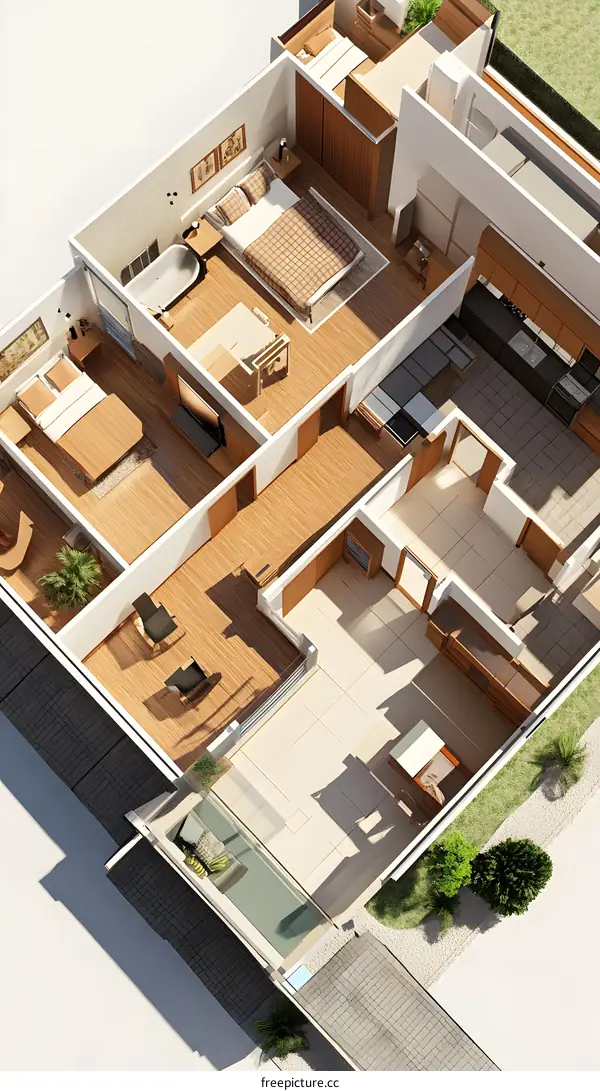 Modern House Plan With Balcony View