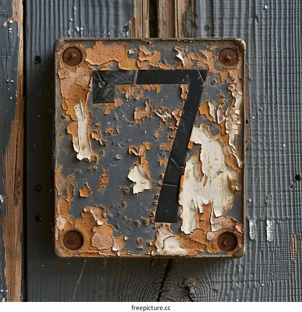 Rusty Metal Number Seven Sign