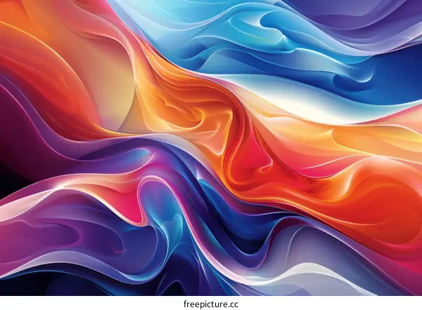 Colorful abstract painting with vibrant waves of color