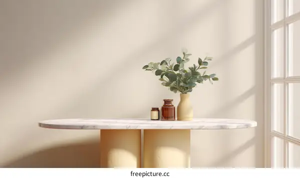 Modern Minimalist Marble Table Decor Illustration