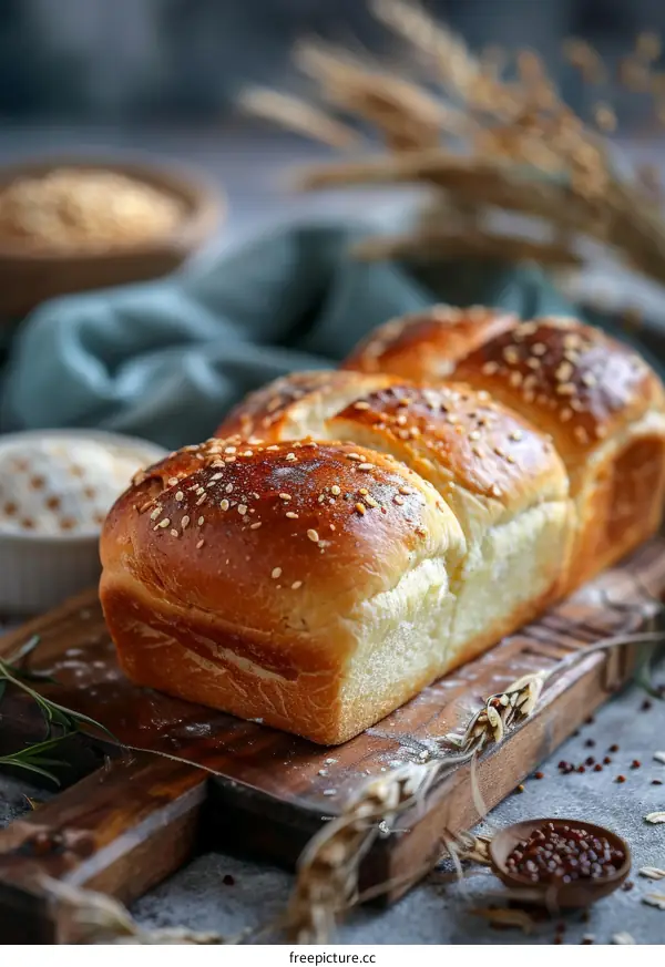 Loaf of bread on a wooden table