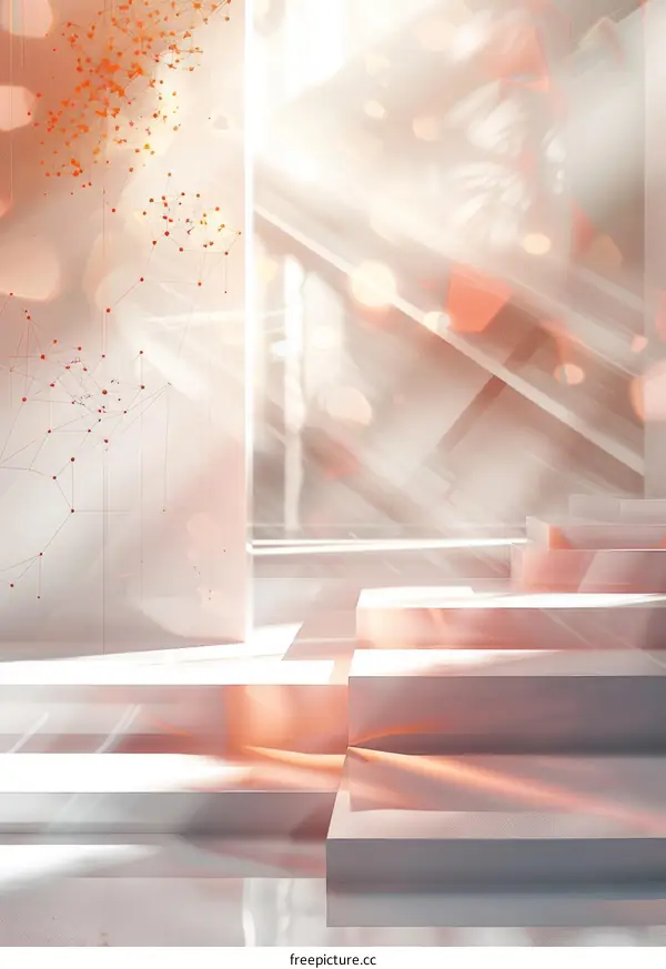 Abstract Geometric Room with Glowing Lights