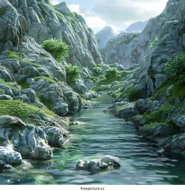 Serene River Valley Landscape