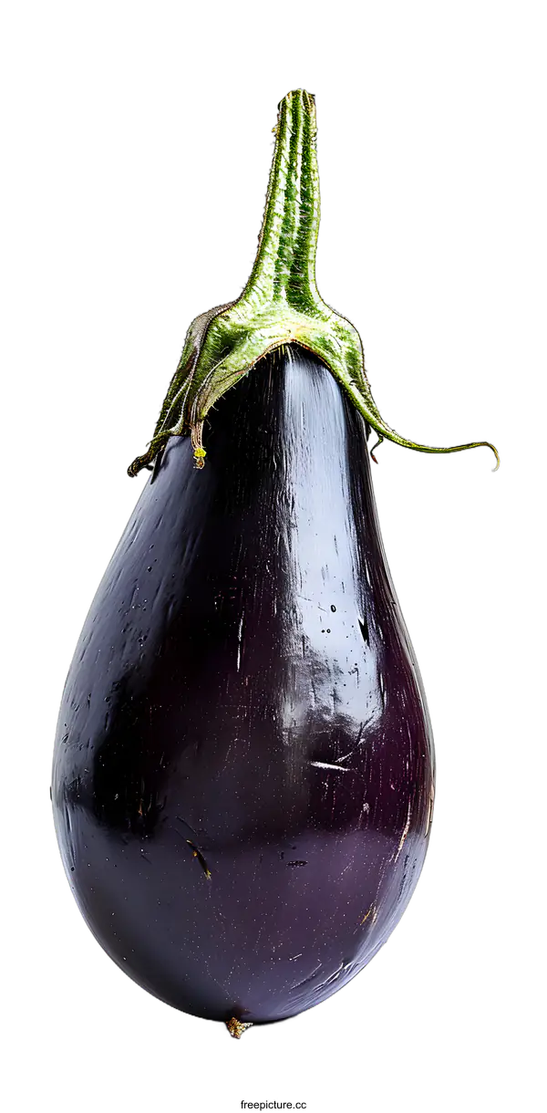 [Transparent Background PNG]Fresh Single Eggplant On White Background