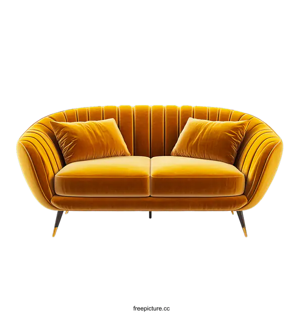 [Transparent Background PNG]Modern Mustard Yellow Sofa Design