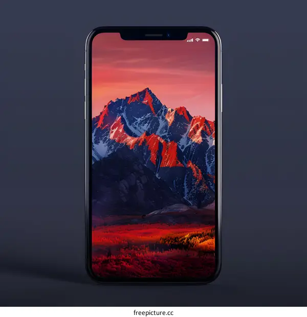 Mountain Landscape on Phone Screen