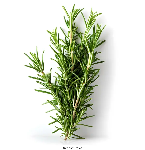 Fresh Rosemary Sprig on White Background