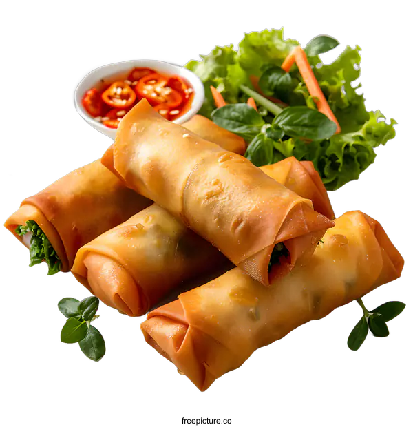 [Transparent Background PNG]Deep-fried spring rolls with vegetables