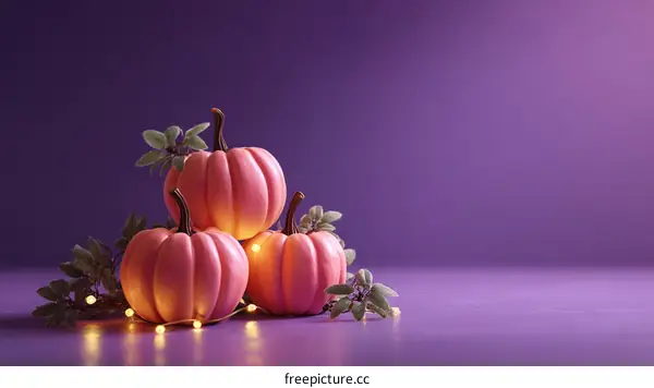 Pink Pumpkins with Fairy Lights