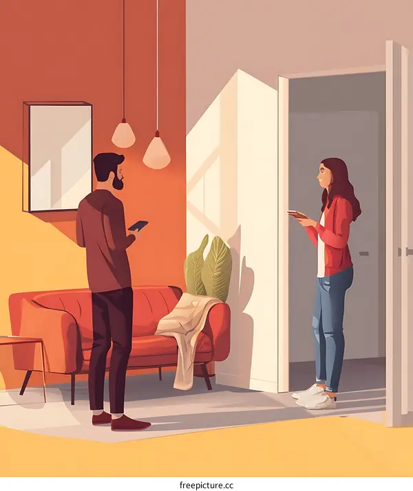 Couple Talking in a Modern Living Room