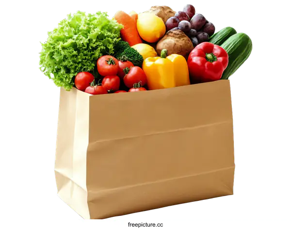 [Transparent Background PNG]Fresh Produce in Brown Paper Bag