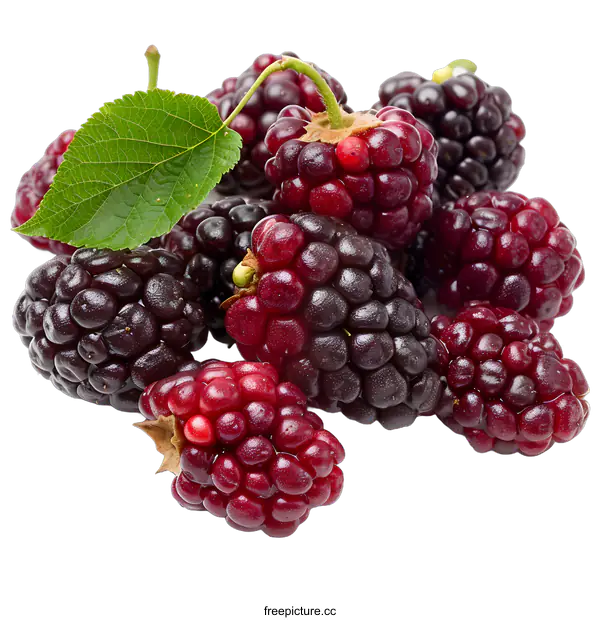 [Transparent Background PNG]Black mulberries isolated on white background
