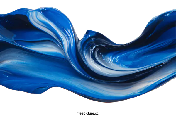 [Transparent Background PNG]Abstract Blue and White Paint Flowing