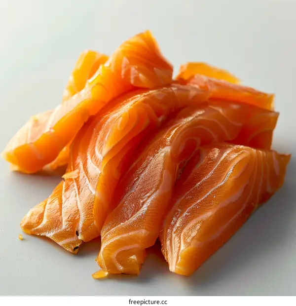 Close-up of fresh raw salmon fillet isolated on white background